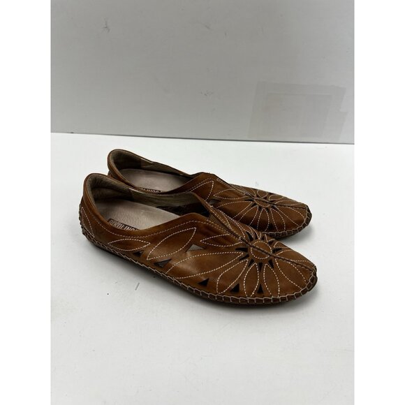 Pikolinos Jerez Brandy Brown Leather Loafers Flats Women 38 Slip on Breathable - Picture 4 of 9